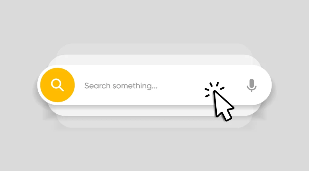 Grey search bar with mouse pointer