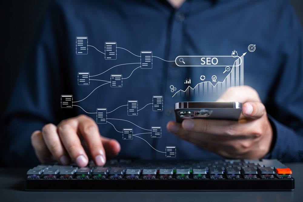 Search engine optimisation visualisation with page ranking